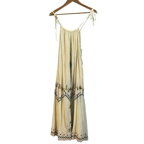 by ANTHROPOLOGIE Boho Floral Embroidered Maxi Dress Beachy Resort Small Cruise - Picture 3 of 4